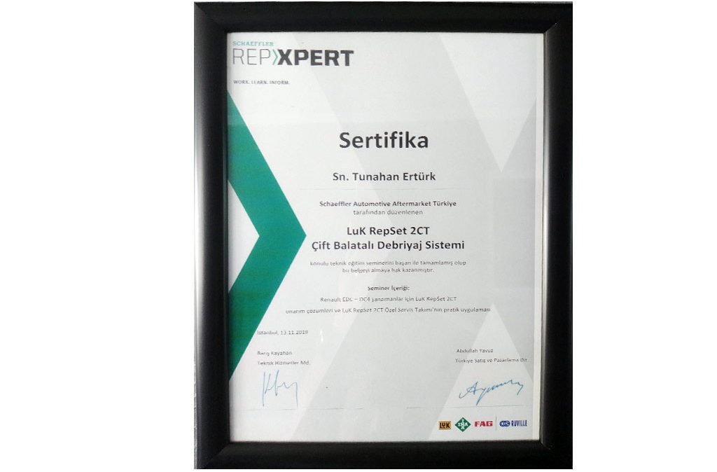 LUK RepSet 2CT Çift Balatalı Debriyaj Sistemi Sertifikası – Tunahan Ertürk